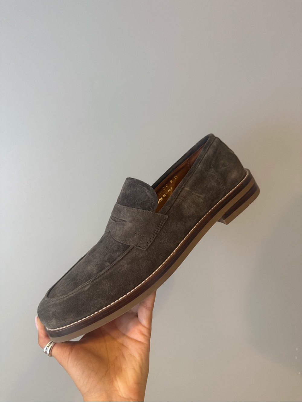 Allen Edmonds Dark Gray Suede Penny Loafers